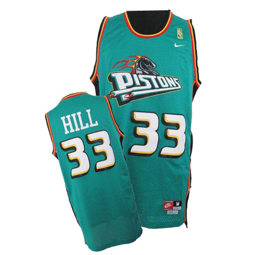 Mens Nike Detroit Pistons 33 Grant Hill Swingman Green Throwback NBA Jersey